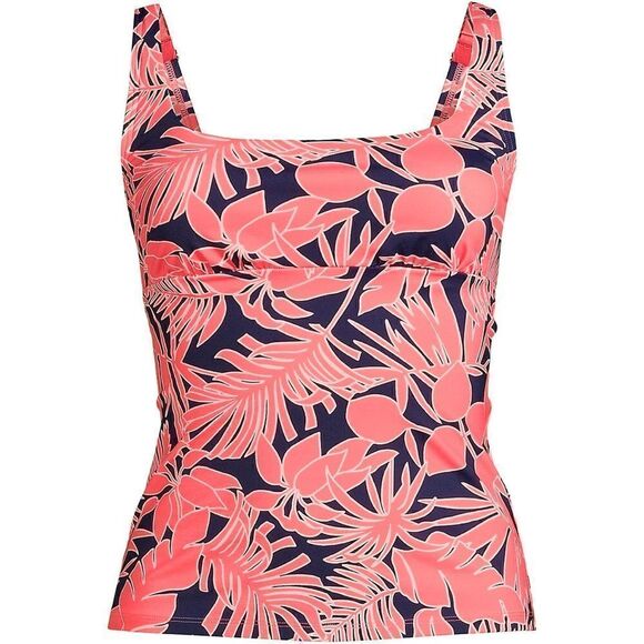 Land’s End Plus square neck underwire tankini swim top wood lily navy floral Var - Picture 3 of 4